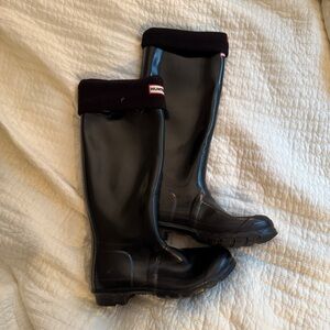 Black Hunter Rainboots with Cozy Lining
